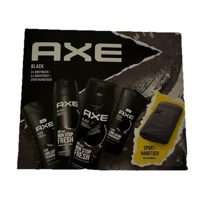1x Axe Geschenkset ''Black'' Pflegeset mit Bodyspray, Duschgel und Sporthandtuch
