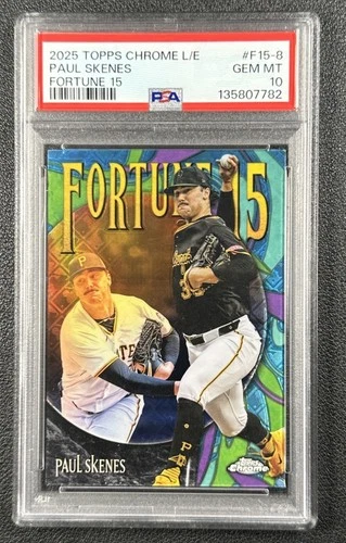 PAUL SKENES PSA 10 2025 TOPPS CHROME LOGOFRACTOR #F15-8 FORTUNE 15 PIRATES 7782