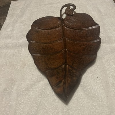 Pier One, Metal Console Dish, Leaf Shaped, Copper/Brown Color