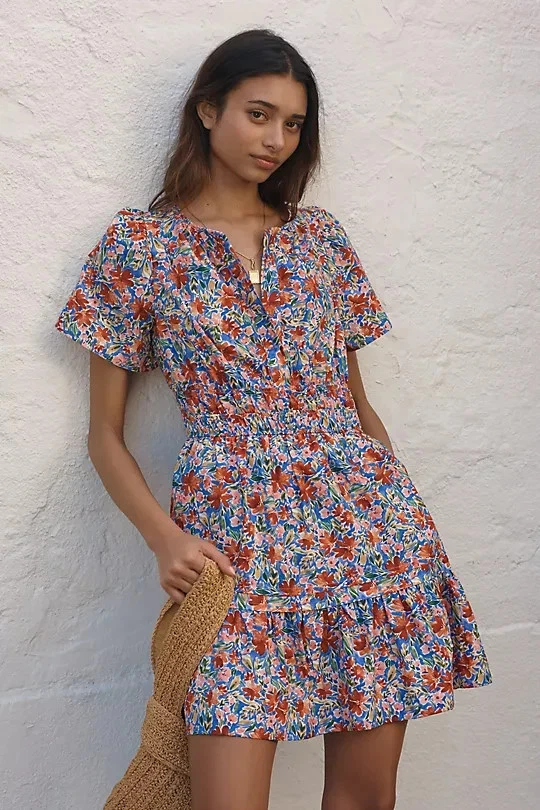 sachin and babi light blue dress Pollie Short-Sleeve Swing Tunic Mini Dress
