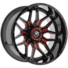 XF Off-Road XF-222 20x9 5x5"/5x5.5" +12mm Black/Red Wheel Rim 20" Inch