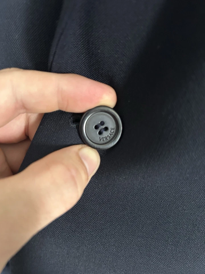 Vintage Gianni Versace Couture Navy Blazer Single Brest Lined Wool Italian 42” - Image 4 of 4