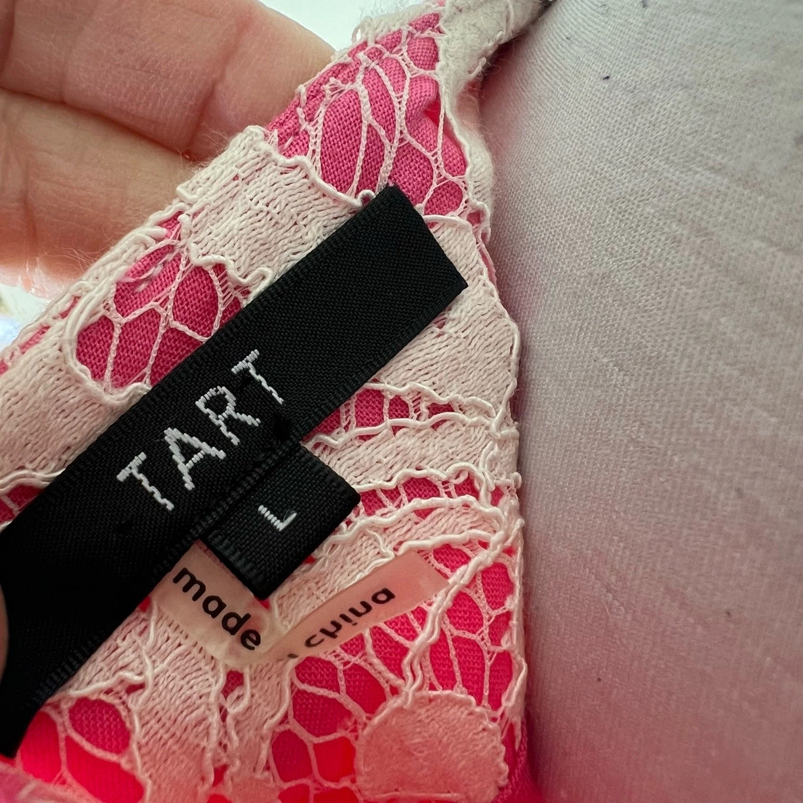 VALENTINO Abito tubino TART con tasche GRANDE rosa bianco pizzo mini cocktail cotone coquette