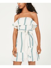 CITY STUDIO Womens Shift Mini Dress Ivory Ruffled Sleeveless Strapless Juniors 3