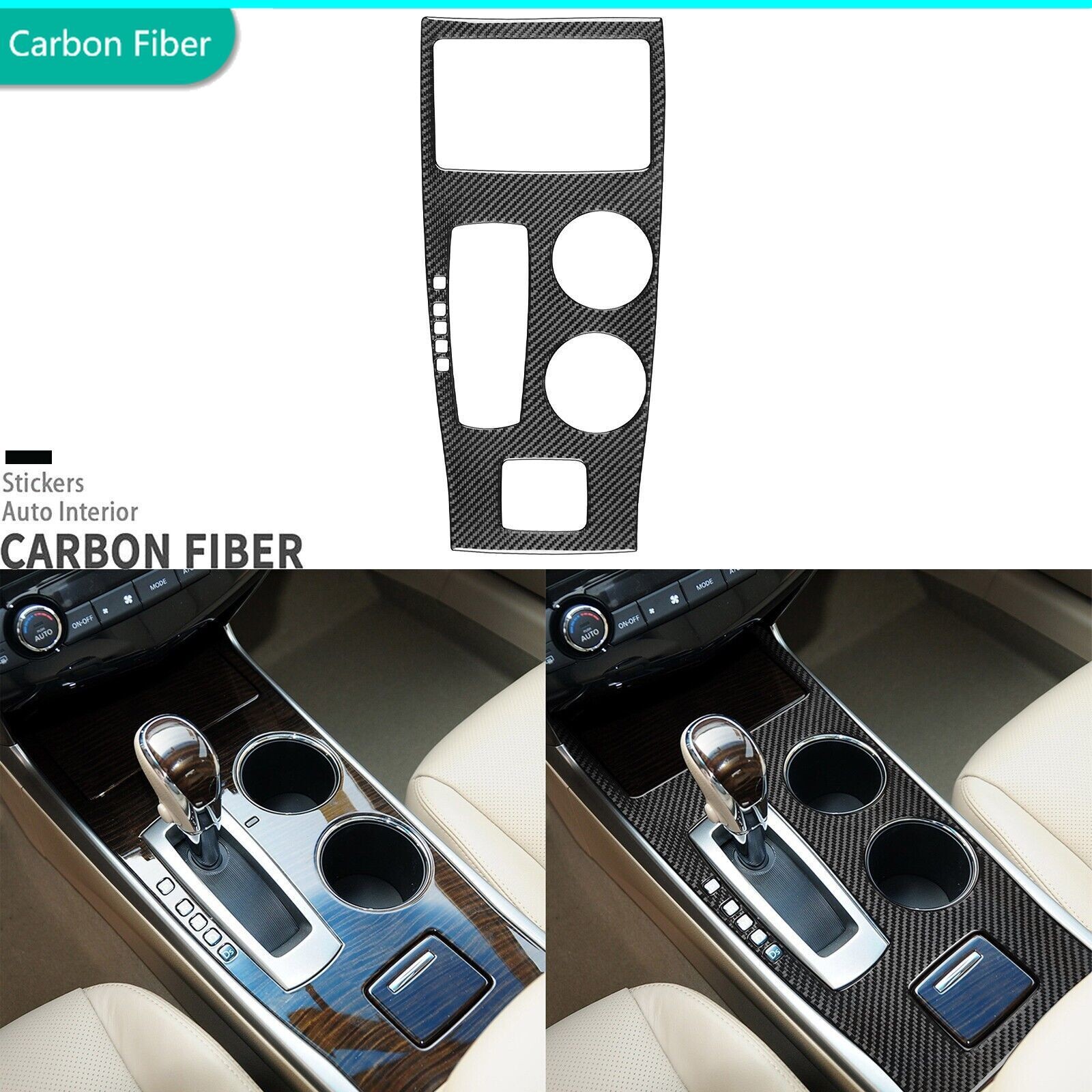 Real Carbon Fiber Console Gear Shift Panel Cover For Nissan Altima Teana 2013-18