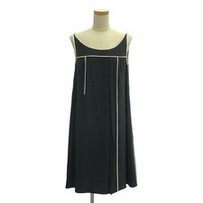 PRADA Piping Line Side Zip Dress 38S Black Womens Used KLDR-0