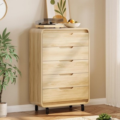 5 Drawers Dresser for Bedroom 48" Tall Wooden Clothes Dresser Large Storage  | eBay