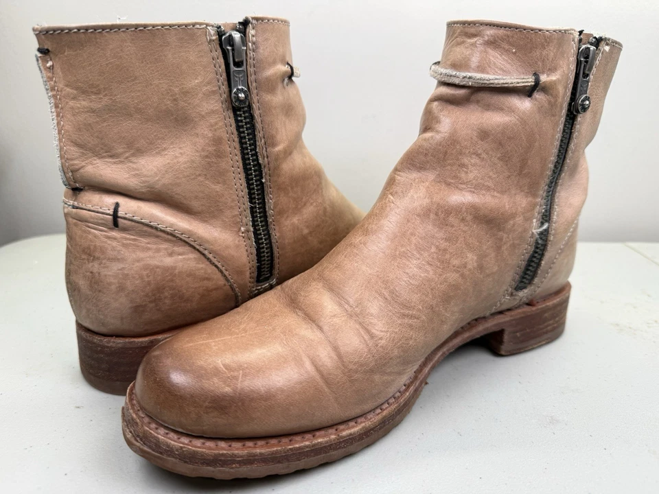 FRYE Botas Cortas Cuero Marrón Verónica Costura SLS Botines Doble Cremallera MUJER 10B Tostado Foto 2 de 4