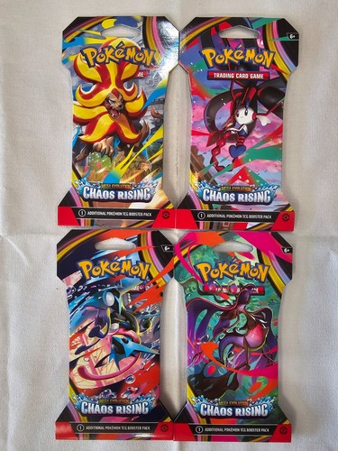 Pokemon Chaos Rising Sleeved Booster Pack Complete 4 Art Set Sealed English