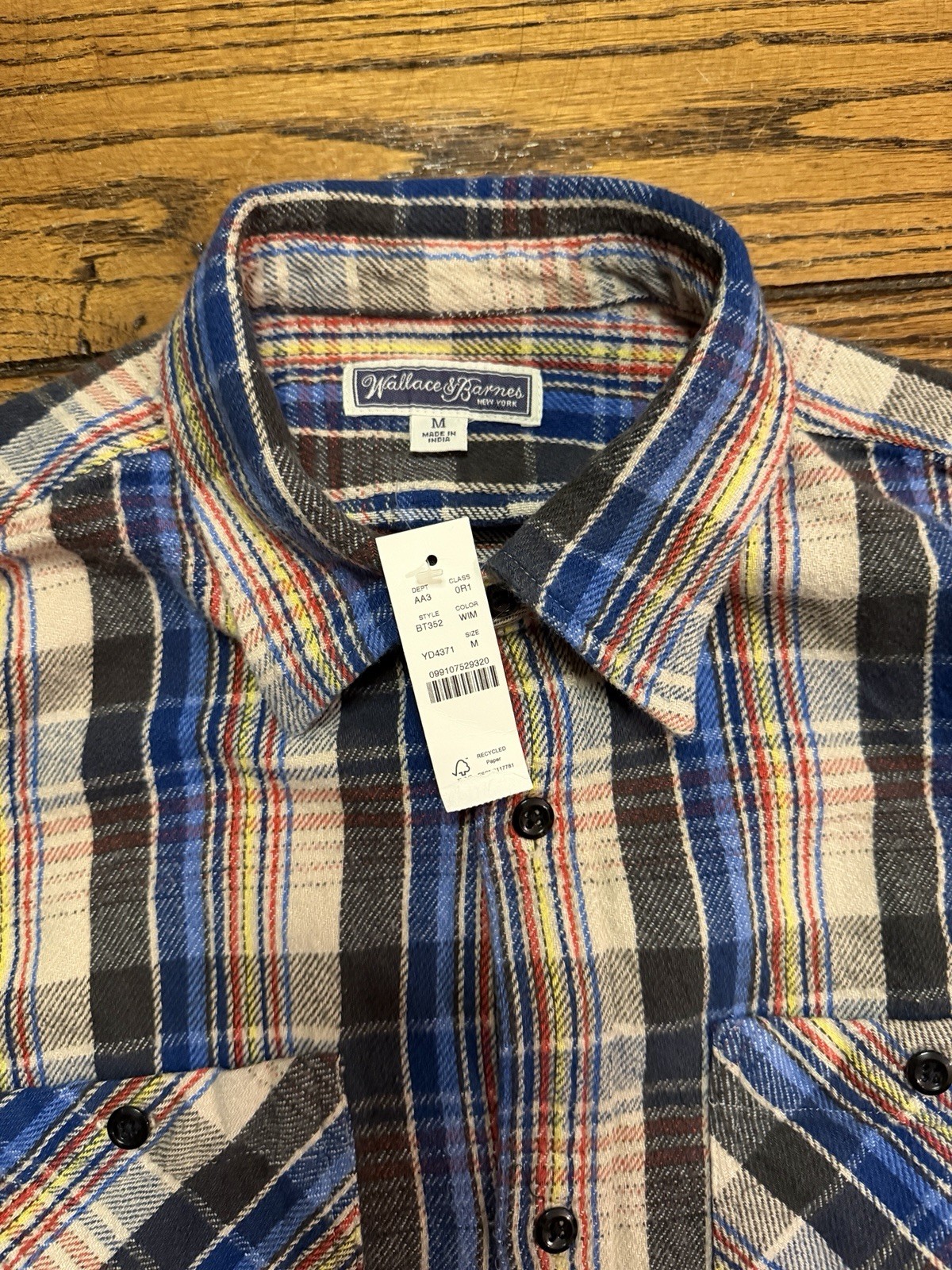 J Crew Wallace & Barnes Mens Heritage Flannel Workshirt Medium Plaid New Rare !