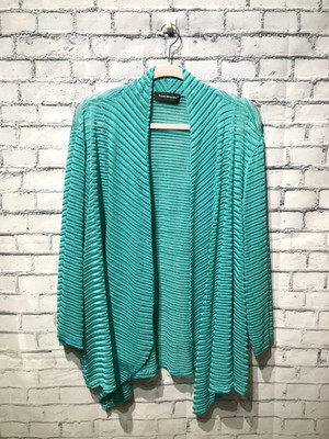 Travel Elements, Women Plus 2X, Blue Polyester Knit Swim Cove Up/Cardigan