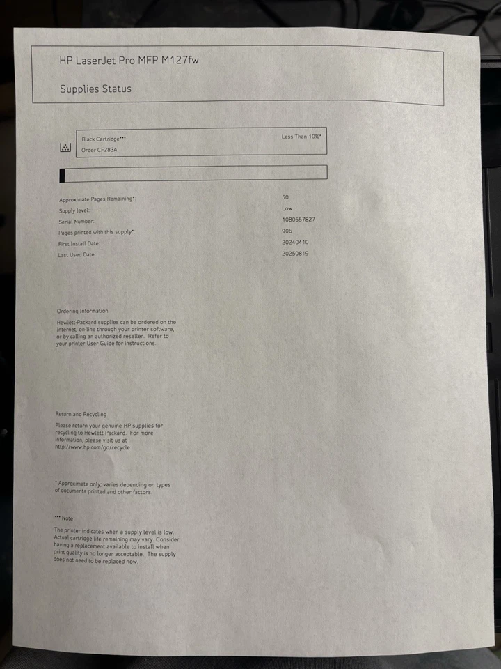 HP LaserJet Pro MFP M127fw Printer Scanner With Toner WORKS 26423 Prints - Image 4 of 4