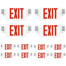 UL Listed- 12 Packs Red Exit Sign with Emergency Light Battery Backup-120/270VC.