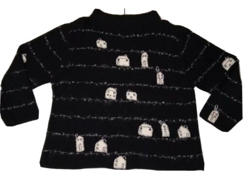 De Colección Susan Bristol XL Suéter Tejido Negro Bordado a Mano 2000 Y2K Halloween Gótico - Imagen 2 de 5