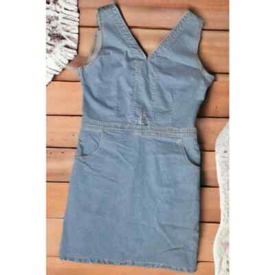 white christmas dresses The Right Impression Medium Wash Cotton Denim Midi Dress main image 0