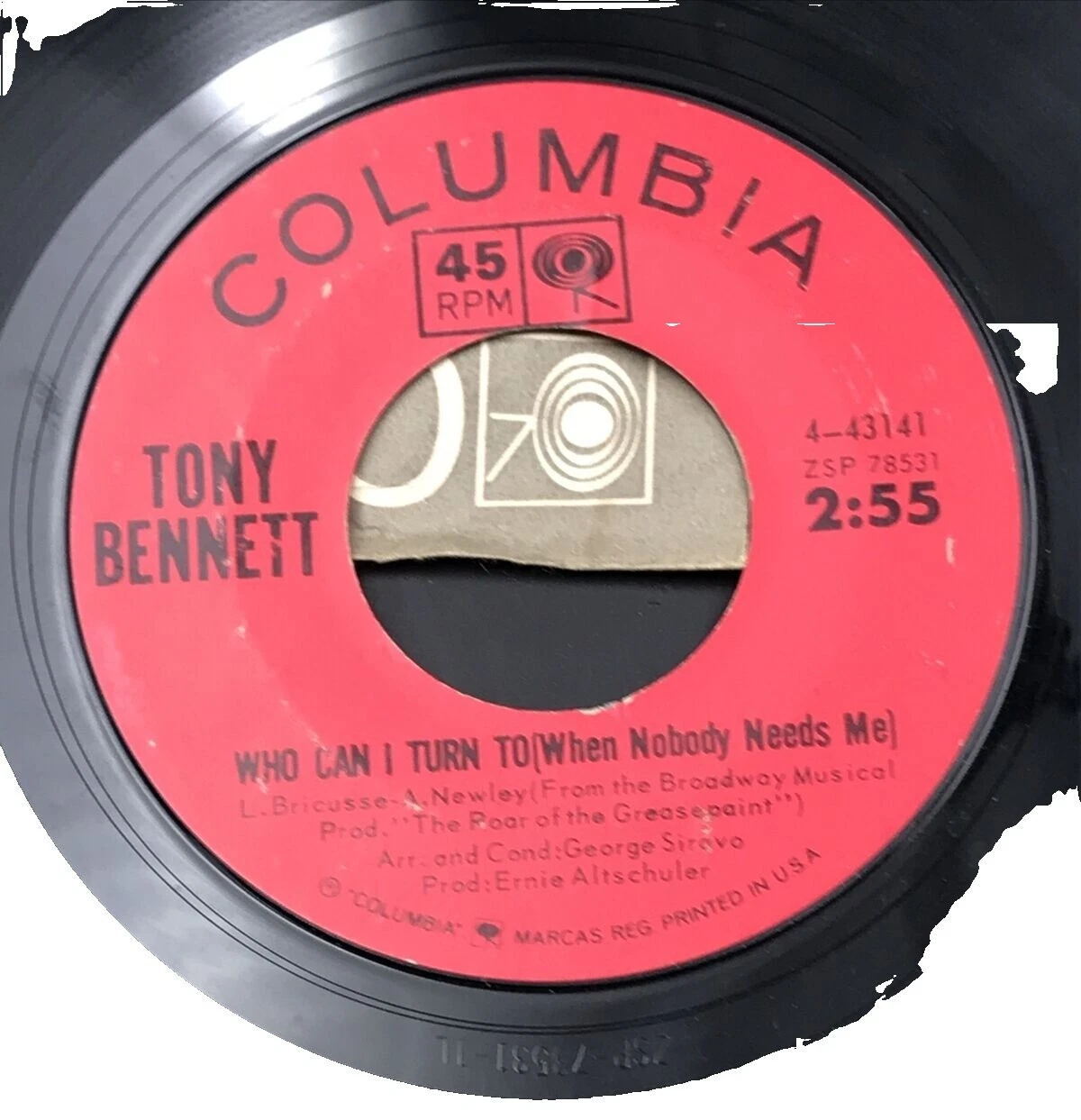Tony Bennett Rock 45 RPM Speed Vinyl Records