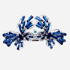 Butterfly BARRETTE Hair Clip Hairpin use Swarovski Crystal Elegant Nave Blue K63