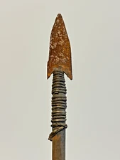 Original Antique Native American Arrow; Metal Tip; Feathers; Sinew; #A2