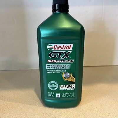 Castrol 15B6E6 06148 GTX High Mileage 5W-20 Synthetic Blend Motor Oil  6 Quarts