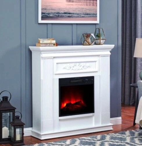 38u0026#034; WHITE Electric Heating Fireplace Mantle Fireplaces Heater BOLD  FLAME Mantel | eBay