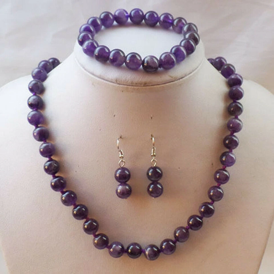 Juego de aretes collar cuentas redondas gemas ojo de tigre/lapislázuli 6/8/10 mm Foto 3 de 4