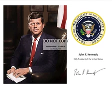 JOHN F. KENNEDY w/ PRESIDENTIAL SEAL & SIGNATURE* - 8X10 PHOTO (PQ-072)