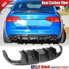 Real Carbon Fiber Rear Bumper Lip Diffuser Spoiler for Audi S4 B8 Sedan 2008-12