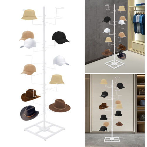 Espositore per cappelli girevole in metallo 5 livelli pavimento libero 20 tappi supporto copricapo - Foto 2 di 17