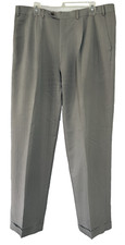 Men's Chaps Gray Dress Pants Straight Leg Pleated Cuffed High Rise Sz 38 x 32