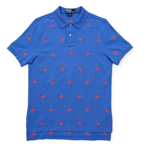 Vintage Polo Ralph Lauren Polo Shirt Men's Large Blue Spider Embroidered Rugby - Picture 2 of 7