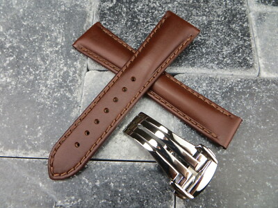 19mm Cuir de Veau Bracelet Montre Marron Bande Boucle Déployante