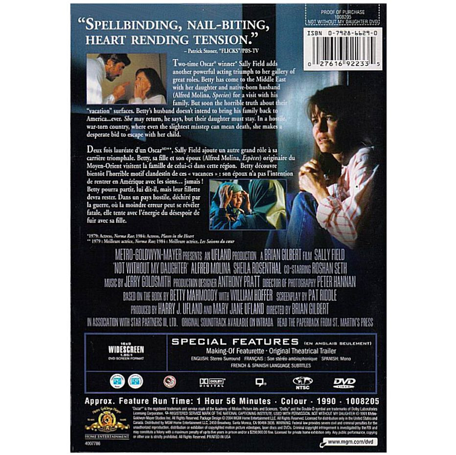 Not Without My Daughter / Jamais Sans Ma Fille (DVD, 2001