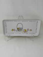 Rae Dunn Magenta Happy Easter Basket Eggs Carrots Serving Tray Platter 14 Inch