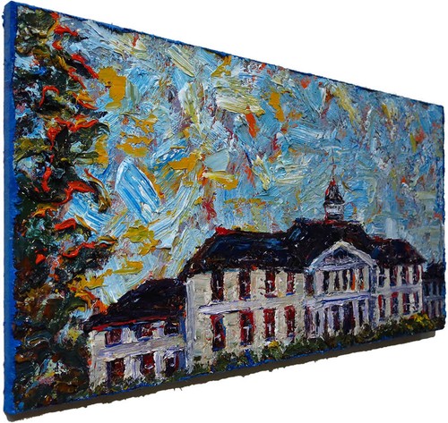 36 x 18" ORIGINAL OIL█PAINTING█IMPRESSIONIST█ARt SIGNED CITY BUILDINGS '24 NYC - Picture 4 of 23