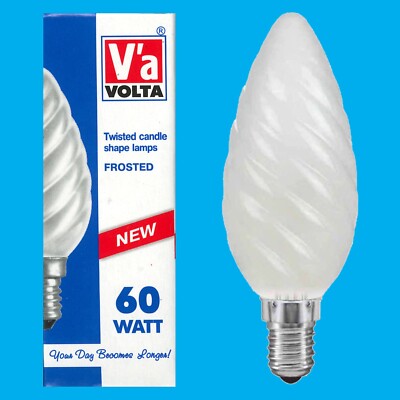 4x 60W Volta mattierte verdrehte Kerze SES E14 kleine Edison Schraube Glühbirne Lampe