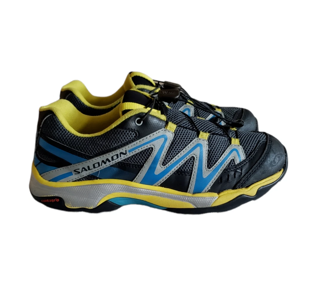 Salomon Boys XA Pro 3D Black Green Blue Low Top Hiking Shoes