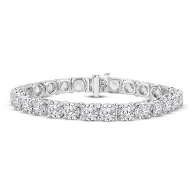 Zircon Tennis Bracelet 925 Sterling Silver 20 ct tw Round Paved 14K White Gold