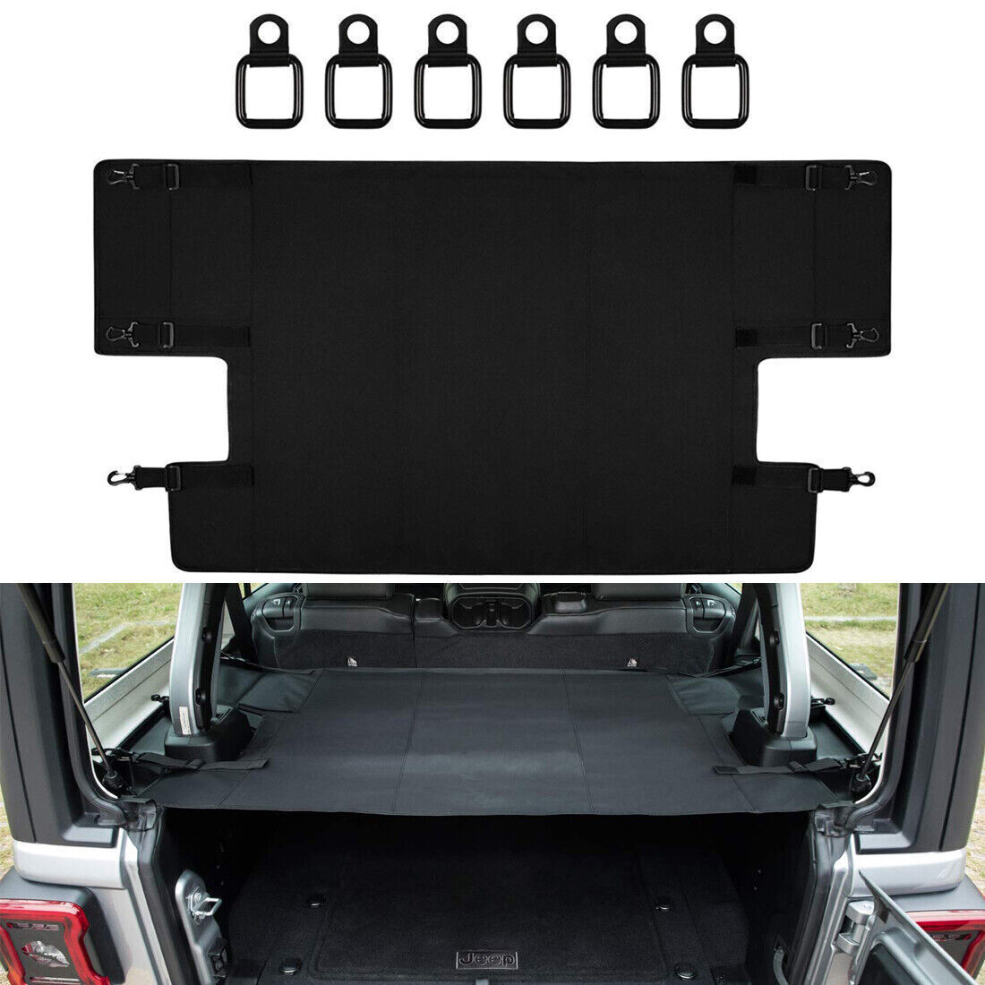 2007-2018 Rear Trunk Cargo Cover Lite Shield for Jeep Wrangler JKU 4-Door Nylon