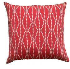 Red & White Decorative Pillow Geometric Print Zip Off w Insert Square 18” x 18”