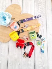 Mickey Minnie Stitch Monster inc ear Airpods 1/2 Silicone Case Cover & Keychain
