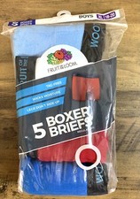Fruit Of The Loom Boys' Assorted Cotton Boxer Briefs, 5 Pack/XL 18-20 NEW