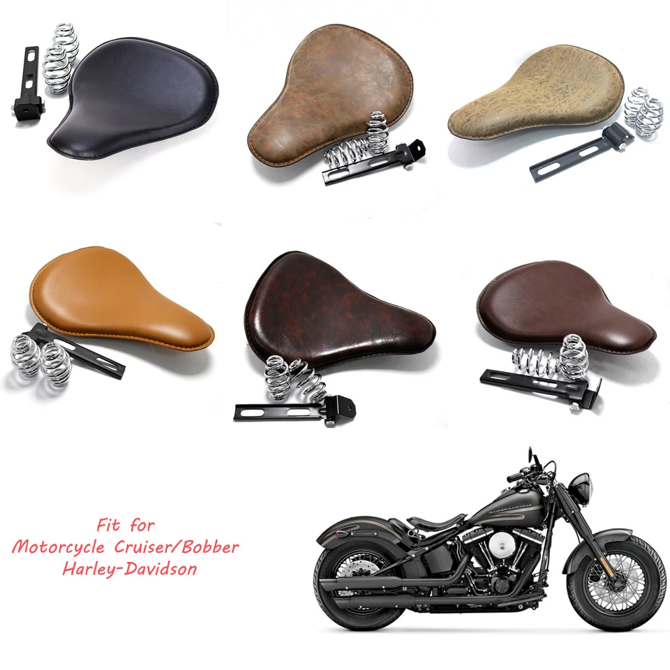 Black Motorcycle Spring Solo Seat For 1986-2017 Harley Davidson Heritage Softail - Image 3 of 4