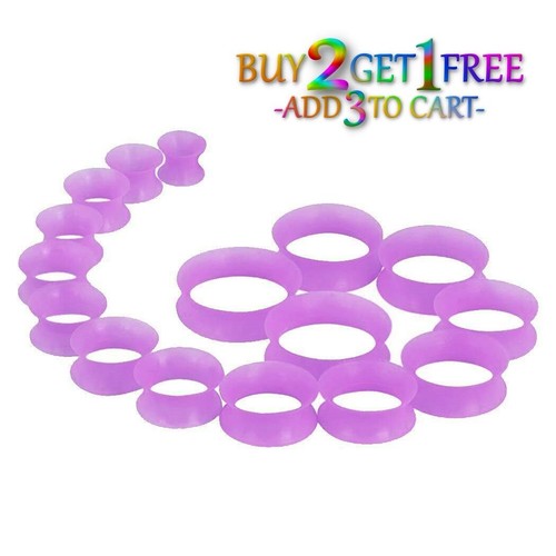 Pair 8g-1" SILICONE EARSKIN TUNNELS Double Flare Gauges Ultra Thin Ear 1018 - Picture 42 of 84