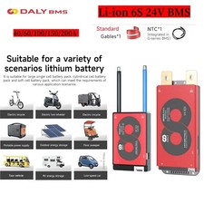 Daly BMS Li-ion 6S 24V BMS 40/60/100/150/200A Common Port w/Balance NTC lot SP