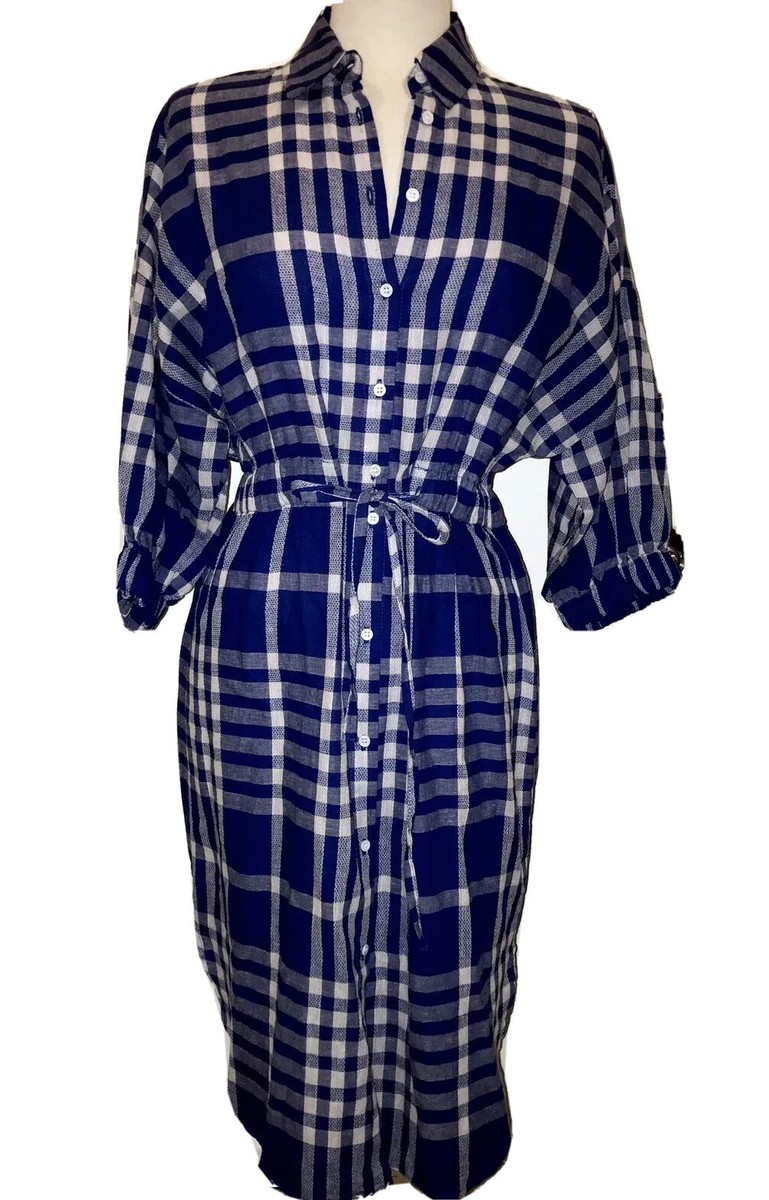 blue checkered dress zara Zara Blue and White Plaid Mini Dress Size XS – Threndzs main image 1