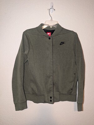 Nike Jacket Women Size Medium Green Olive Tech Fleece Full Zip Athletic  Sporty - Main Image