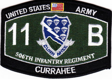 4.375" ARMY 506TH AIRBORNE INFANTRY 11 B CURRAHEE EMBROIDERED PATCH