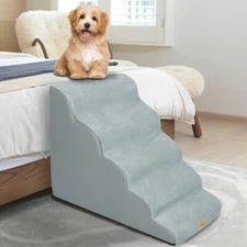 BingoPaw 5 Steps Curved Dog Stairs Ramp Stairs Non-Slip Bed Sofa Dog Ladder Ramp