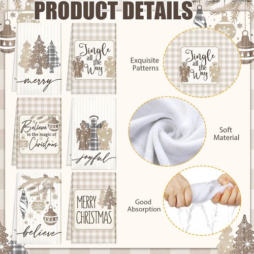 6 Pcs Christmas Kitchen Towels Absorbent Xmas Dish Towels Christmas Tea Towel... - Picture 5 of 7