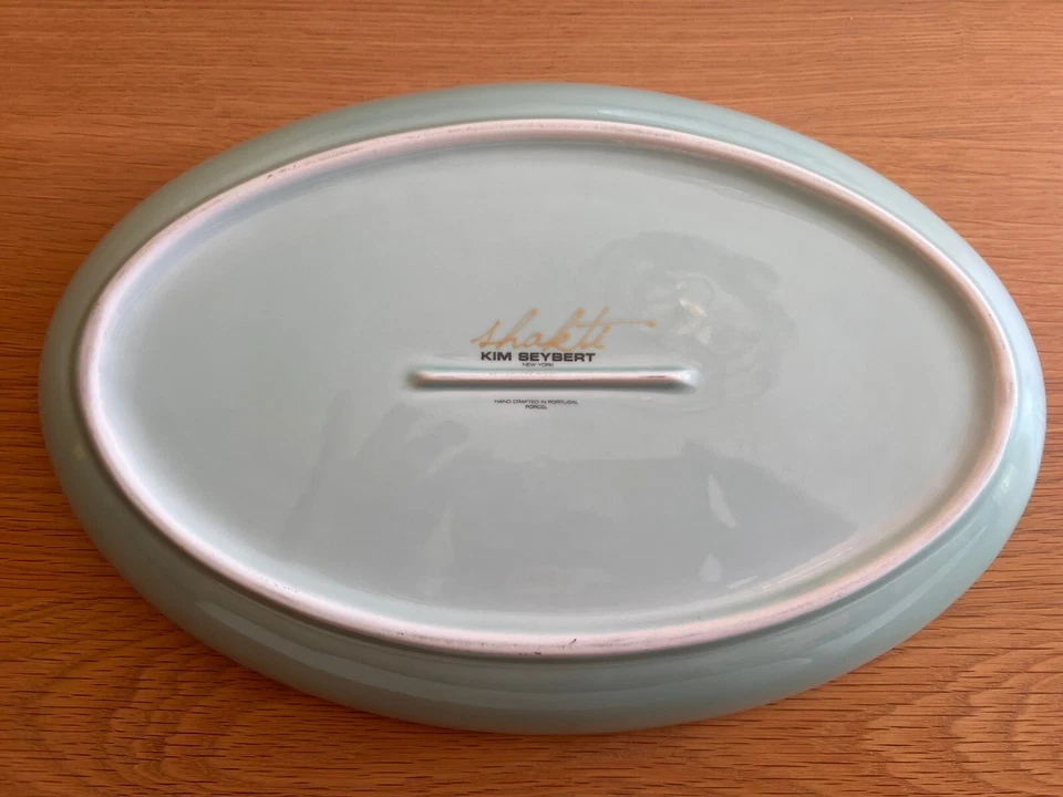 Plato para servir Kim Seybert Shakti Sea Glass turquesa ovalado, porcelana Portugal Foto 4 de 4